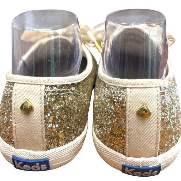 KATE SPADE KEDS Collab Silver Glitter Sparkle Sneakers Size 9 - Picture 6 of 11